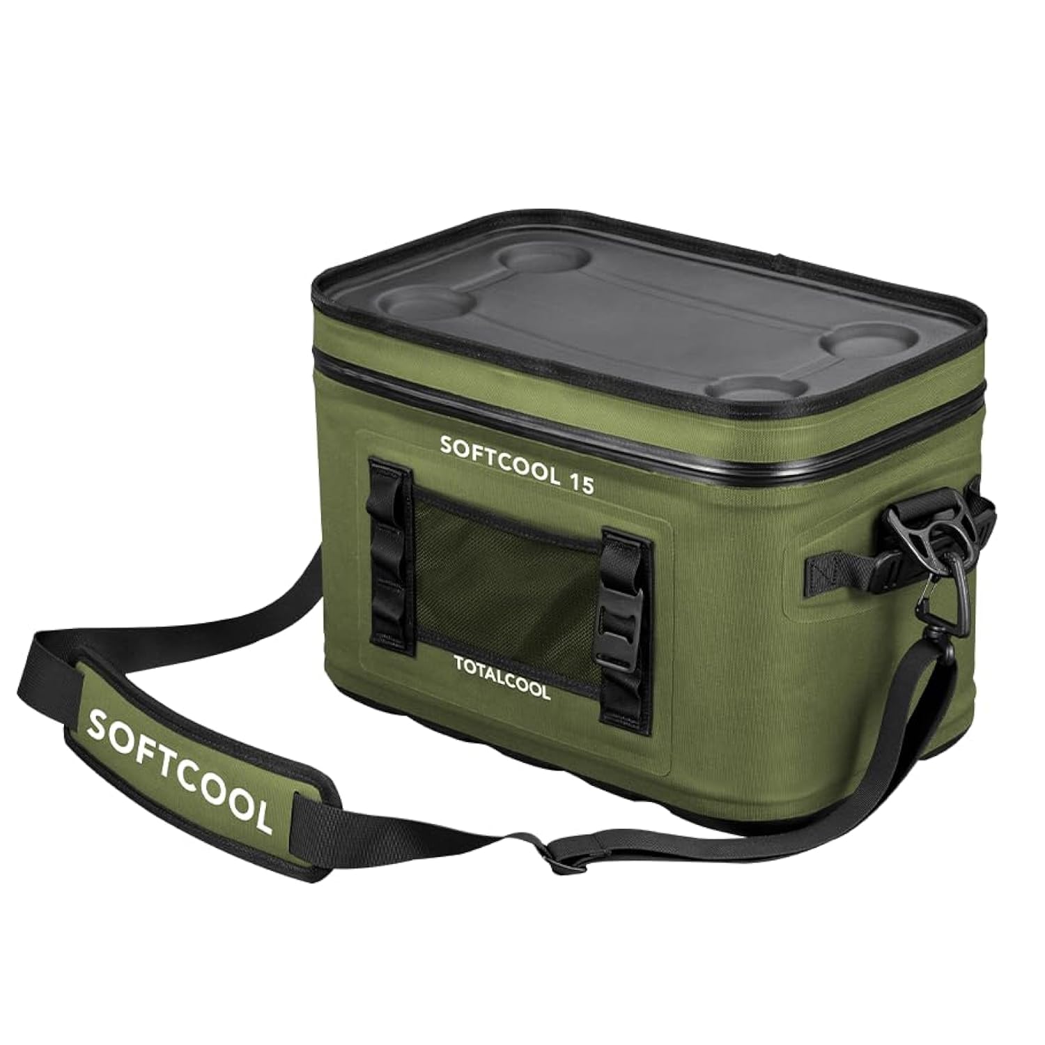 Softcool - Portable Camping Cooler - Off Grid Cool Box - Soft Picnic Family Coolbag - Insulated Fishing Cool Box - Insulated Thermal Camping Food Cooler Bag - 15 Litre Camo Green