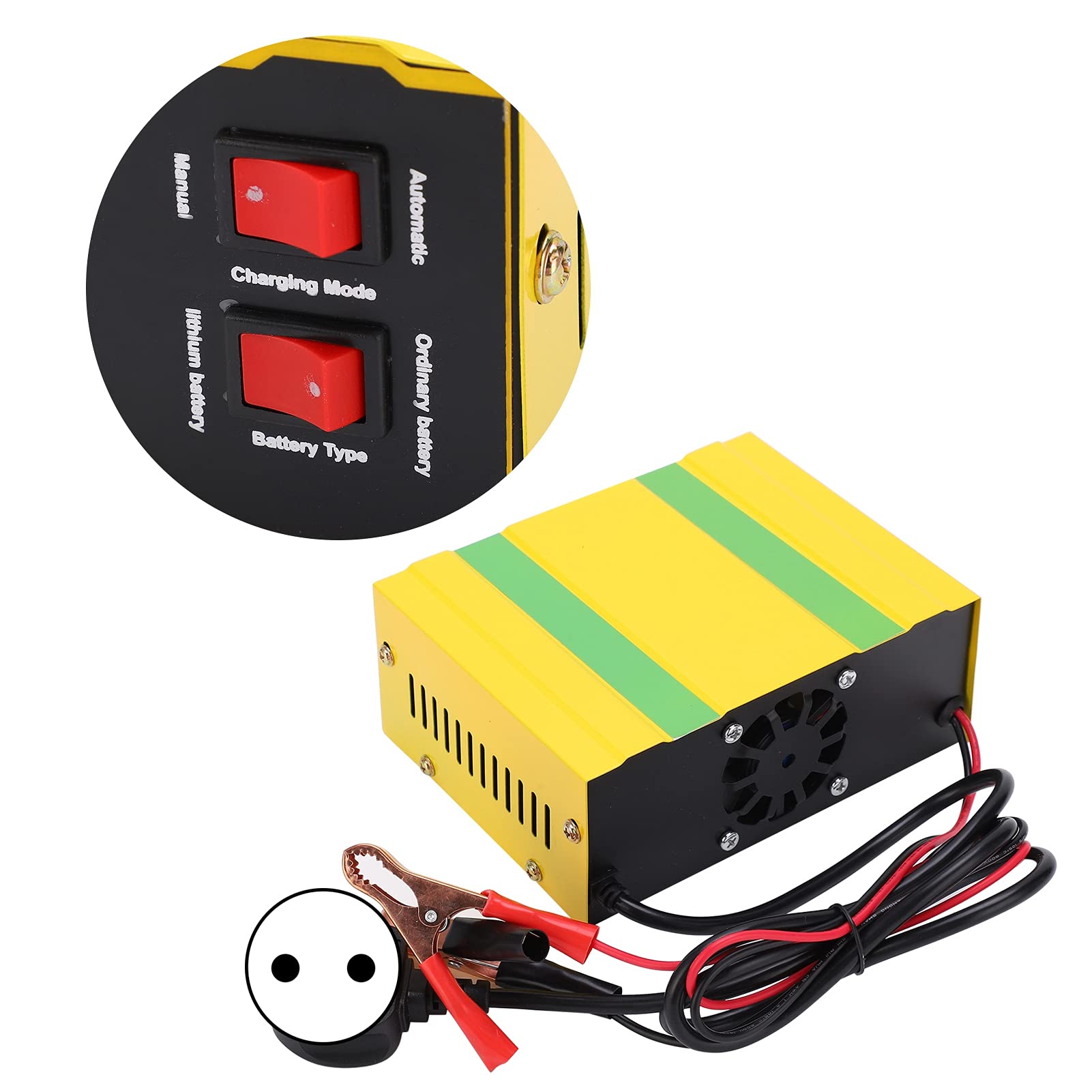 YWBL-WH Chargeur de Batterie Chargeur de Maintien du Mainteneur Automatique pour Les Principaux Batteries au Lithium Aciding 180W 12V 24V (Prise UE)