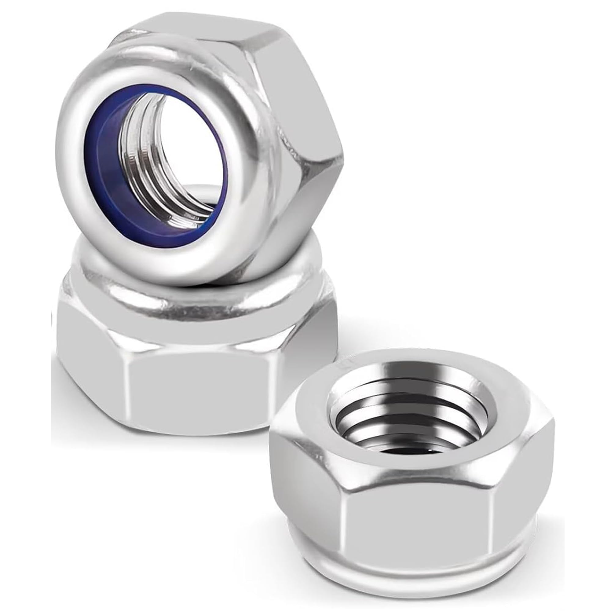 M18 Locking Nuts (Pack of: 10) Nylon Insert Lock Nut Steel Zinc Plated Nyloc DIN 985