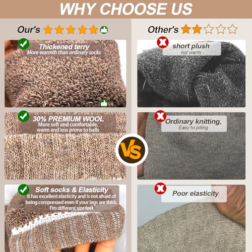 Thick Wool Socks for Women, 3 Pairs Knee High Sock, Warm Sock Thermal Socks for Outdoor Sports Winter Gifts 5