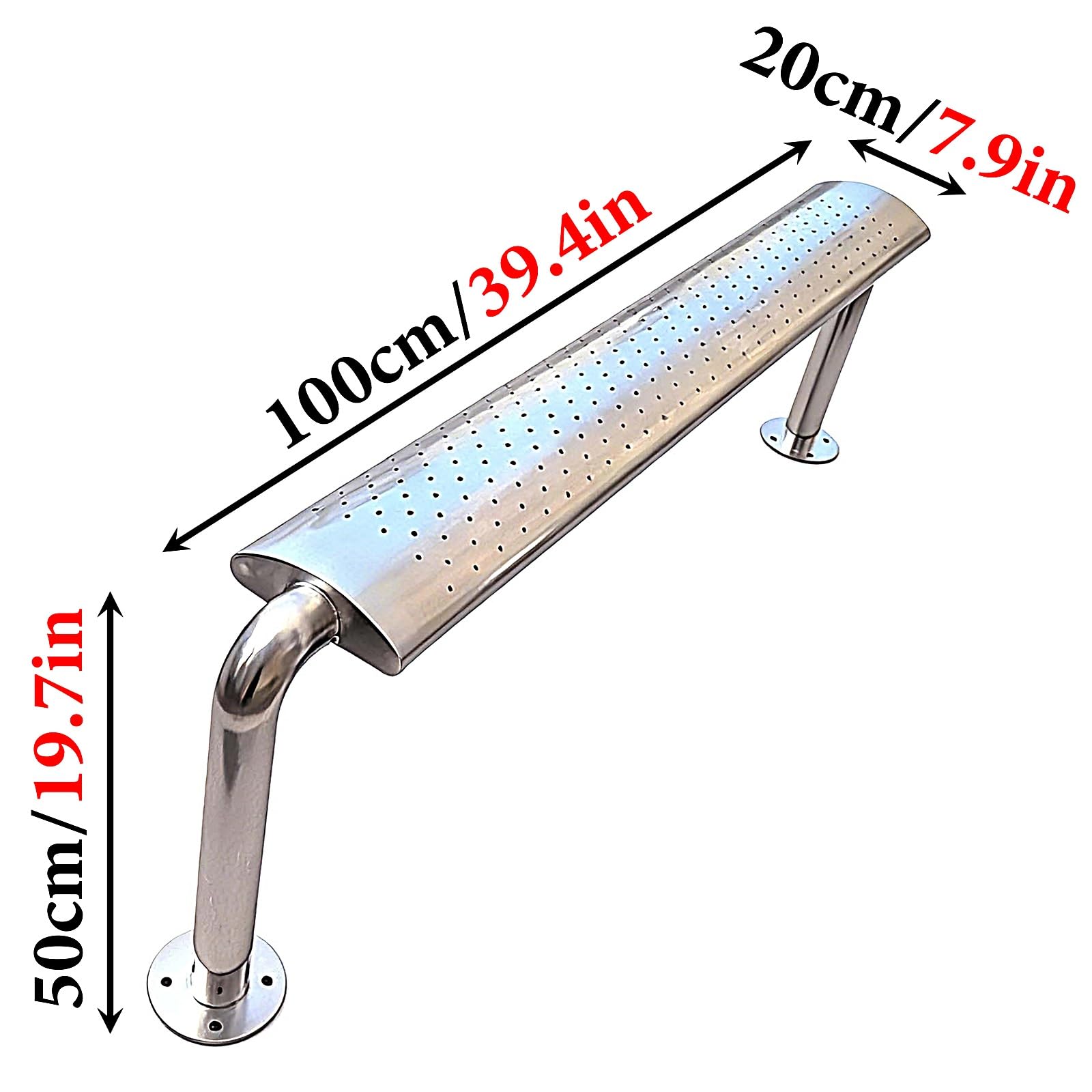 Panchina da Giardino 2 Posti Panchina da Esterno Resistenti Alle Intemperie Acciaio Inossidabile 201/304 Portata Massima 250 Kg per Piazze Fermate Dells'autobus(304 stainless steel,100x20x50cm)