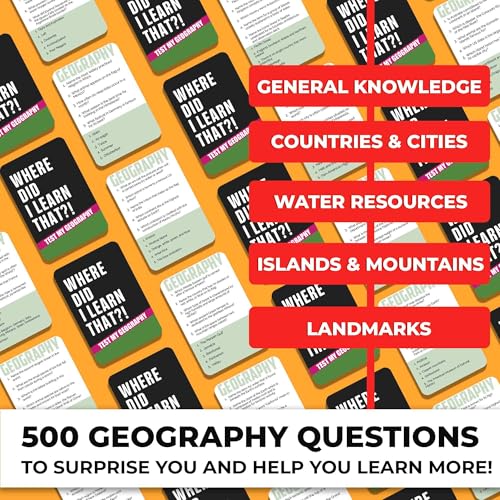 Image of QUOKKA Trivia Card Games for Adults with 500 Questions - Geography Board Games for Adults, Teens and Families - Trivia Cards with Answers - Fun Party Game for Family Game Night