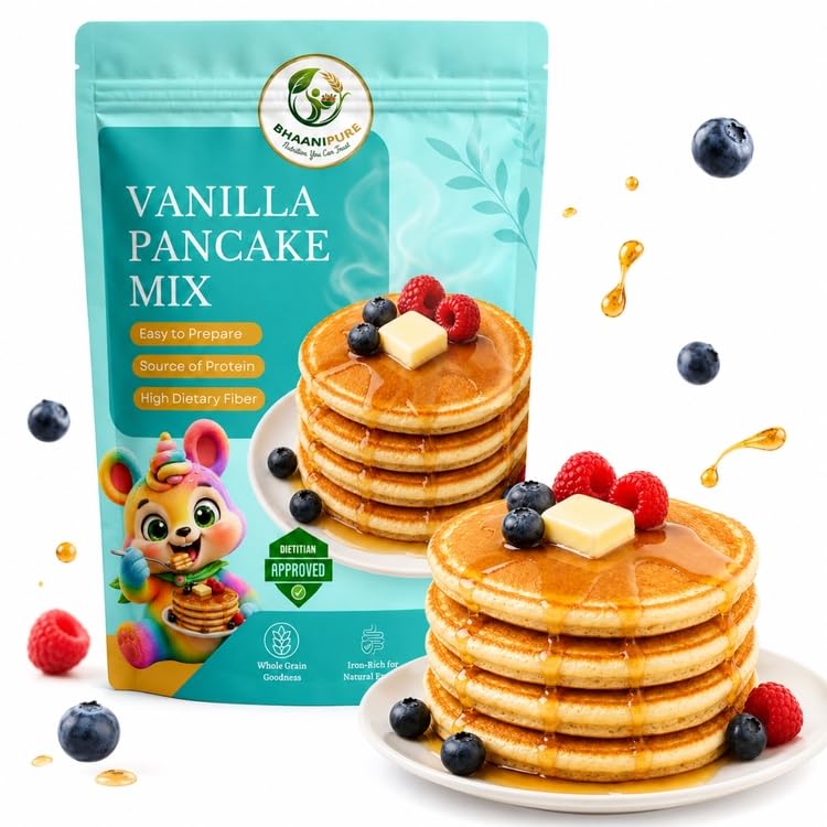 Image of Vanilla Millet Pancake Mix, 150g (Pack of 2) | Eggless, Gluten-Free, High Sprouted Protein | No Refined Sugar