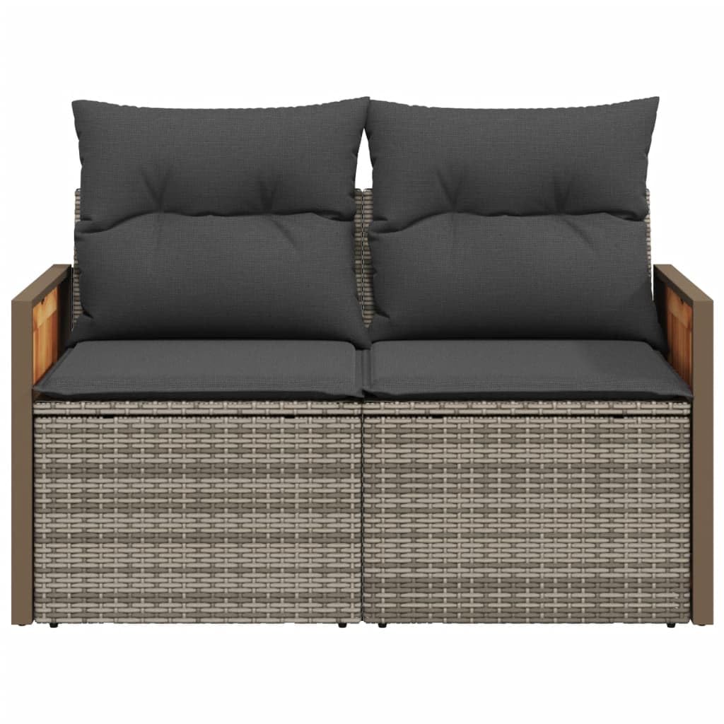 IKAYAA Divanetto da Esterno 2 Posti con Contenitore Divano da Giardino Salotto da Giardino in Polyrattan con Cuscini per Seduta e Schienale-Grigio-con Contenitore