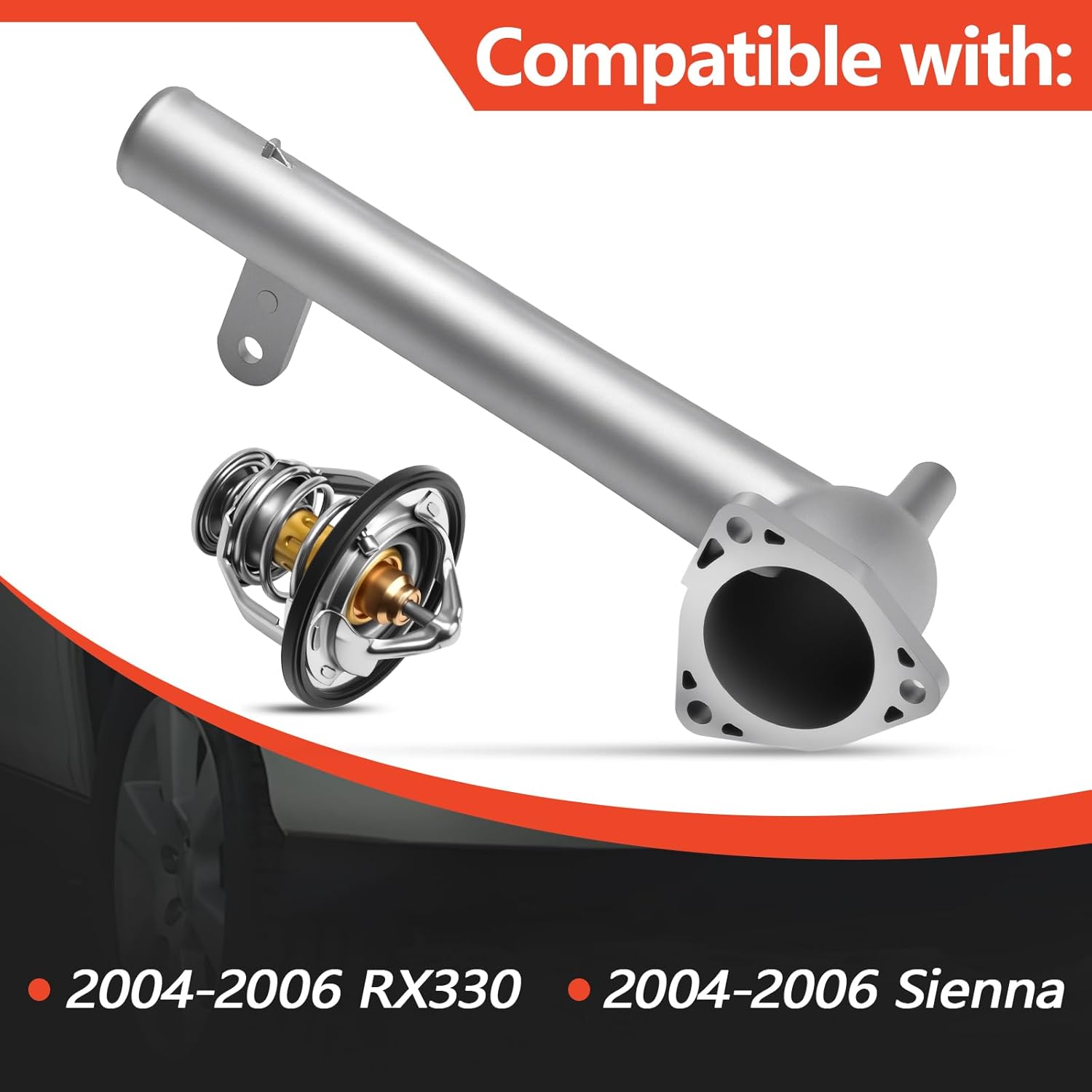 Coolant Water Outlet with Thermostat Kit Fits for 2004-2006 RX330 2004-2006 Sienna #OE 90916-A3003 163210A040 902-5123XD 90916-03129