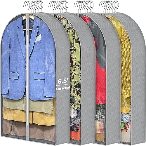 MISSLO 10" Gusseted Garment Bags for Hanging Clothes 50" Long Dress Bags for Closet