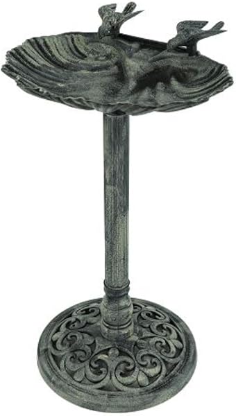 Bada Bing Stand Vogeltränke aus Kunststoff in GRAU Metall-Optik gebürstet Höhe ca. 65 cm Vogel stehend Bodenhering sicherer Stand Wasserschale frostsicher Winterfest Tränke Garten Deko 59 - 5