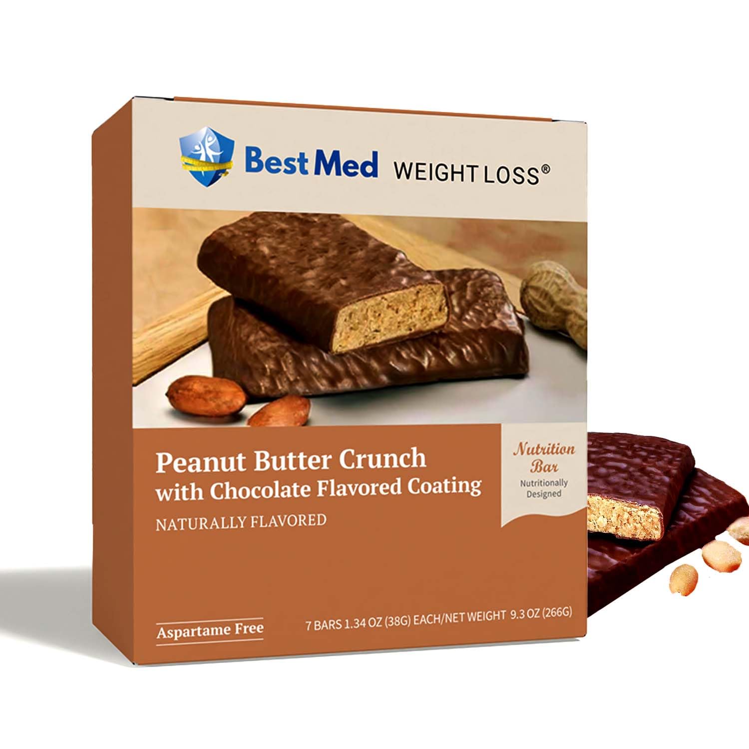 BestMed - Barrita proteica - Baja en carbohidratos, 10 g de proteína, baja en azúcar, baja en calorías, para bajar de peso (Crujiente de mantequilla de cacahuete, 4 cajas - 28 unidades)