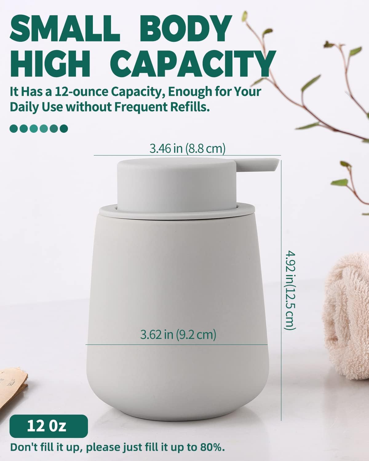 BosilunLife Ceramic Soap Dispenser - Dish Soap Dispenser for Bathroom 12Oz image 4