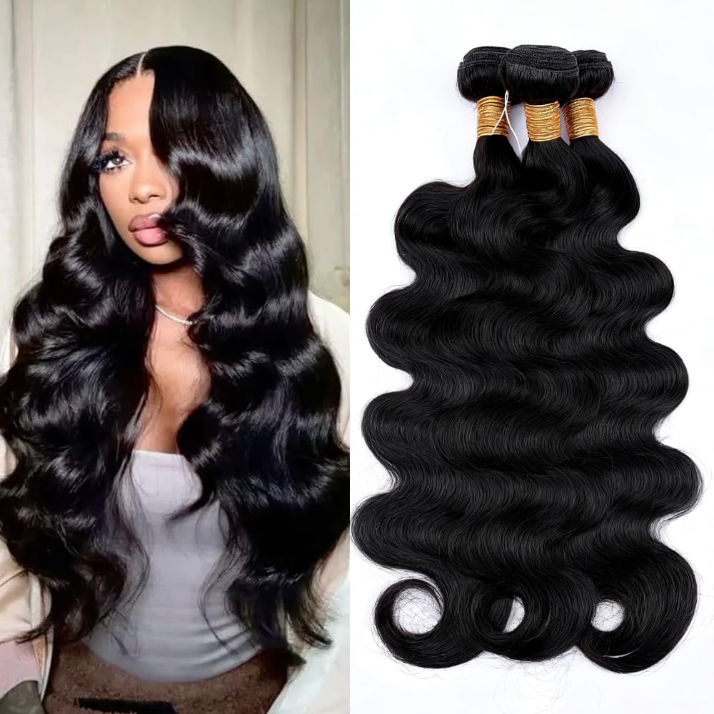PerisModa Body Wave Bundles Human Hair Bundles 12A Grade 100% Unprocessed Brazilian Virgin Hair Bundles Natural Weave Bundles Human Hair Extension Quick Wave Bundles for Women (20 22 24 Inch)