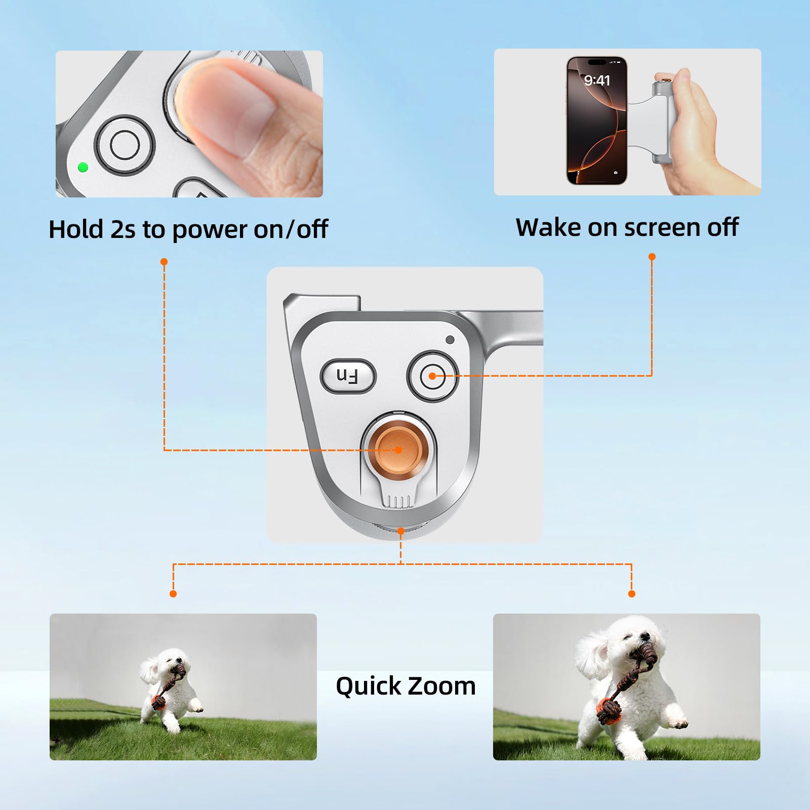 Master Grip Kit für iPhone 17-12 & Android, Magnetic Kameragriff für Phone, Pro Shot Imaging Grip Integrierter 3200mAh Akku, Kabelloses Laden, DSLR Stil Phone Griffhalterung(Weiß & Silber)