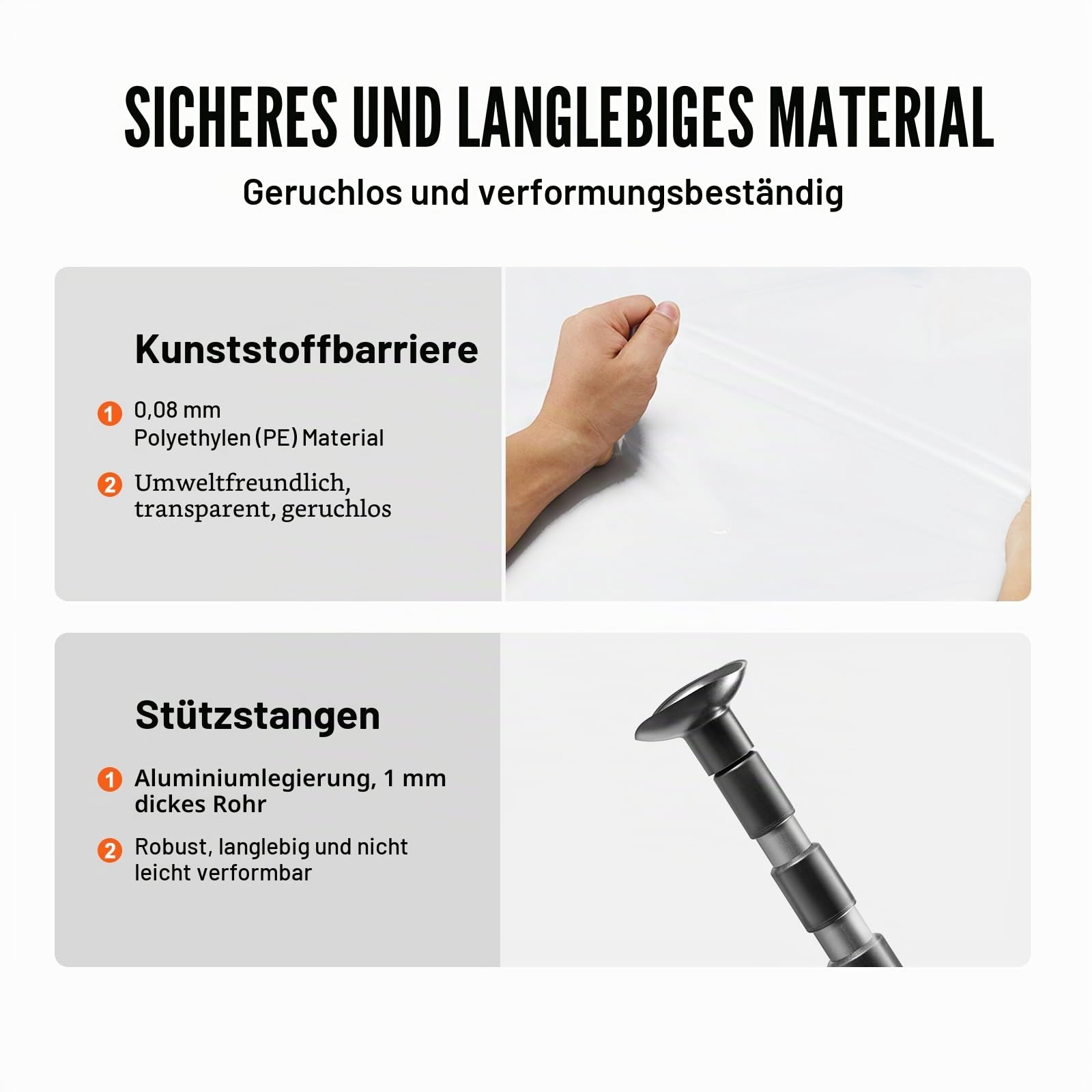 VEVOR Staubschutzstangen, Staubschutzsystem Staubschutzwand mit 4 Teleskopstangen & Tragetasche, 4 Höhenverstellbar Max. 3 m, 10 x 4 m Kunststofffolie, für Innendekoration und Malerarbeiten
