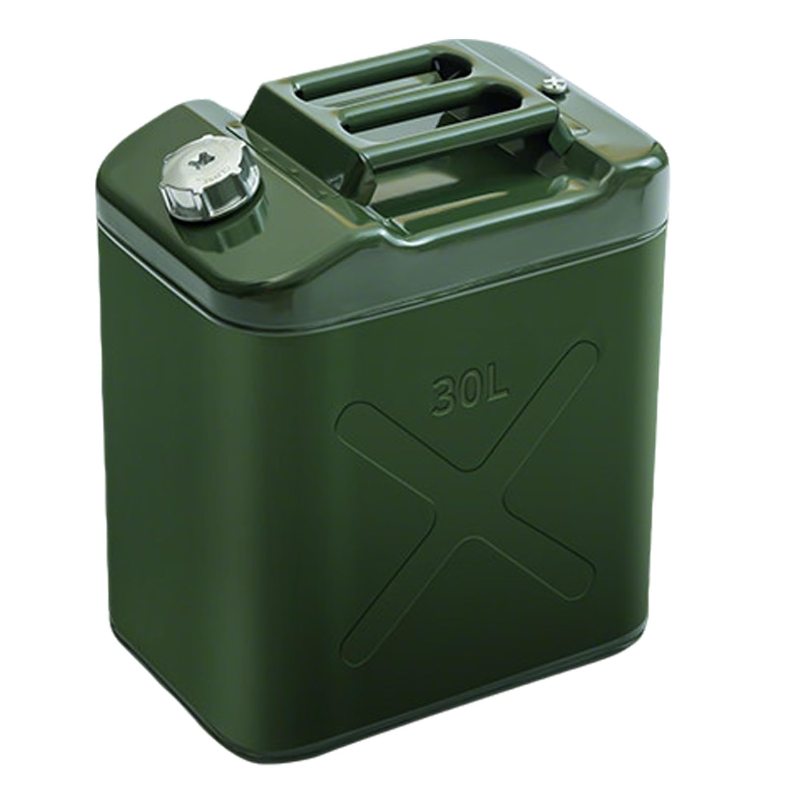 Bidón Metálico para Gasolina, Garrafa Gasolina, Equipado con Boquilla Flexible y Válvula de Alivio de Presión, Fácil de usar, Ideal para Viajes en Coche y Conducción Todoterreno(30L)