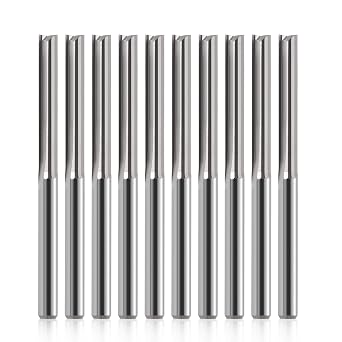 CNC Router Bits 1/8 Straight Router Bit 1/8 Shank Straight Flute Carbide End Mill Cutter 2-Flute Milling Tungsten Steel 22mm CEL/45mm OAL for Woodworking 10 Pack 1/8 Cutting Dia