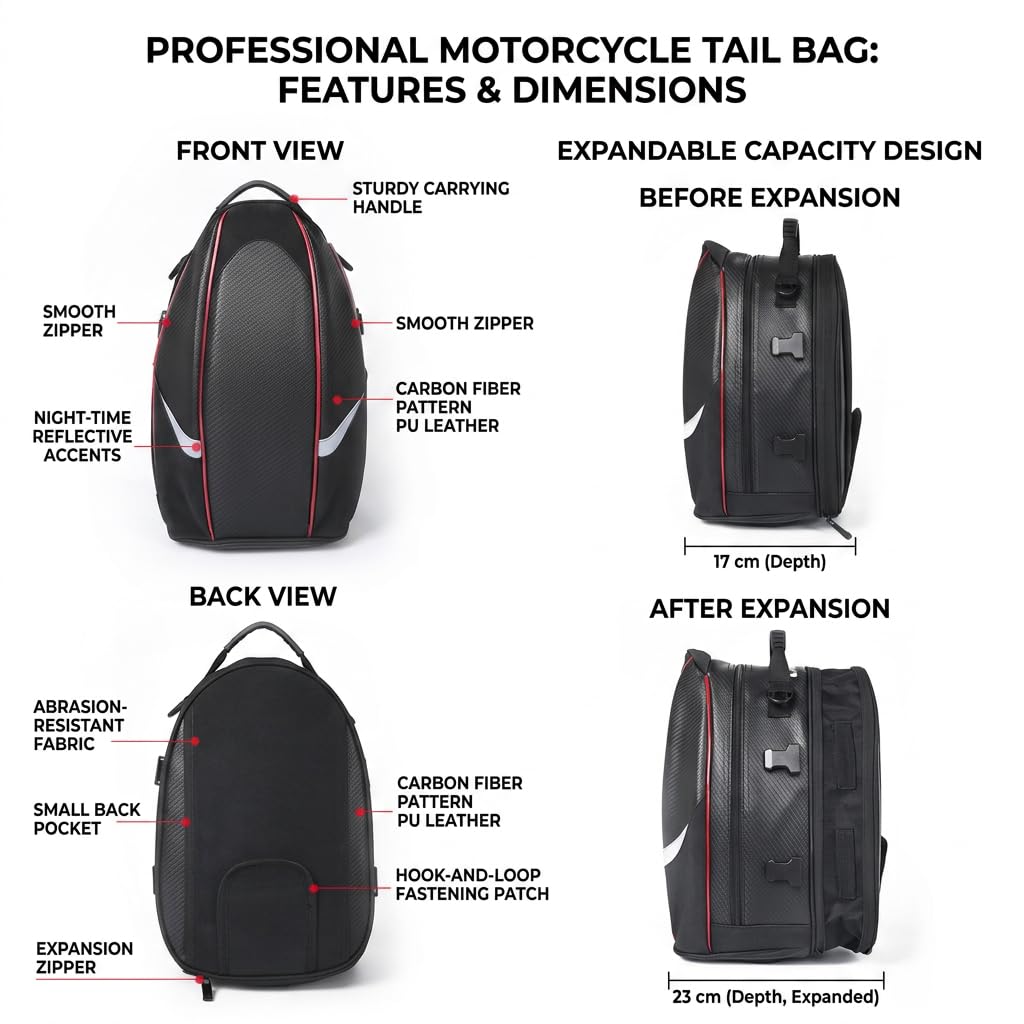 VALKEM Bolsa Moto Trasera para Ducati Scrambler Desert Sled 2017-2022, Bolsa Asiento Impermeable Universales, Equipaje Moto Portátil Resistente para Viaje Touring Casco,A Red