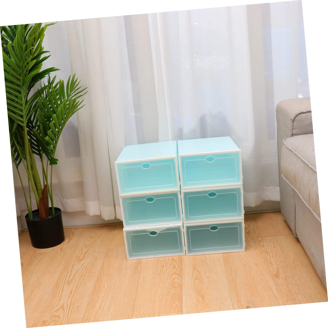 Ciieeo 6PCS Transparent Stackable Shoes Storage Box with White Frame Plastic Shoe Container for Women Organize Your Closet and Entryway for Tidy Homes and Offices