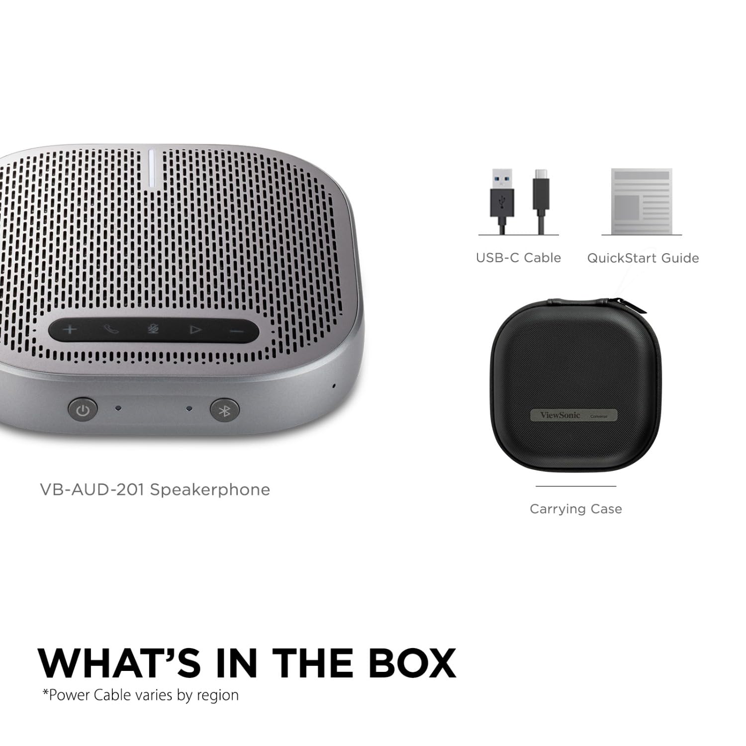 ViewSonic Converse VB-AUD-201 Tragbare Konferenz-Freisprecheinrichtung, Bluetooth 5.0, UAC-2 USB-Audio-Schnittstelle, integrierter Akku, 360-Grad-Sound-Tonabnehmer