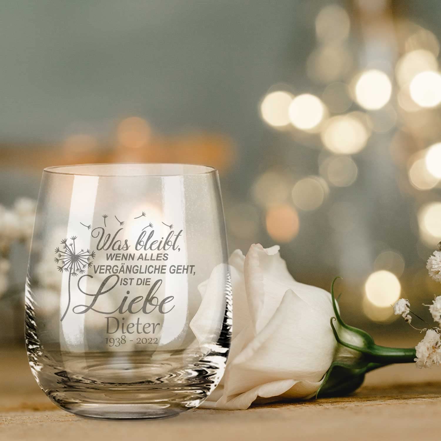 GRAVURZEILE Leonardo Tivoli Bougie Chauffe-plat En Verre – Design Tourbillon – Gravure Au Laser – Verre De Noël – Cadeau De Noël Pour Amis, Famille, Elle Et Lui