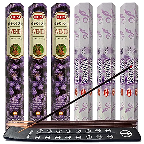 Lavender & Vanilla Incense Sticks & Holder Bundle Variety Pack From Hem Trumiri Insense Insence