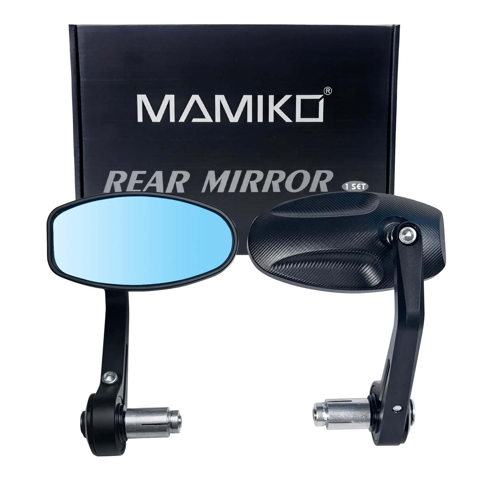 Motorcycle Handlebar Bar End Mirror, CNC Aluminum Alloy Handle Round Anti Glare Side 7/8" inch Universal Rear View Compatible with Most Motorcycle, E-bike, Scooters