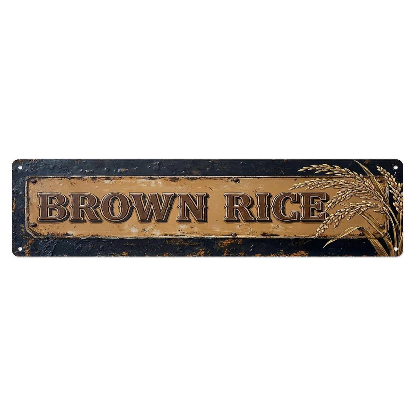 Vintage Brown Rice Whole Farmhouse Metal Tin Sign