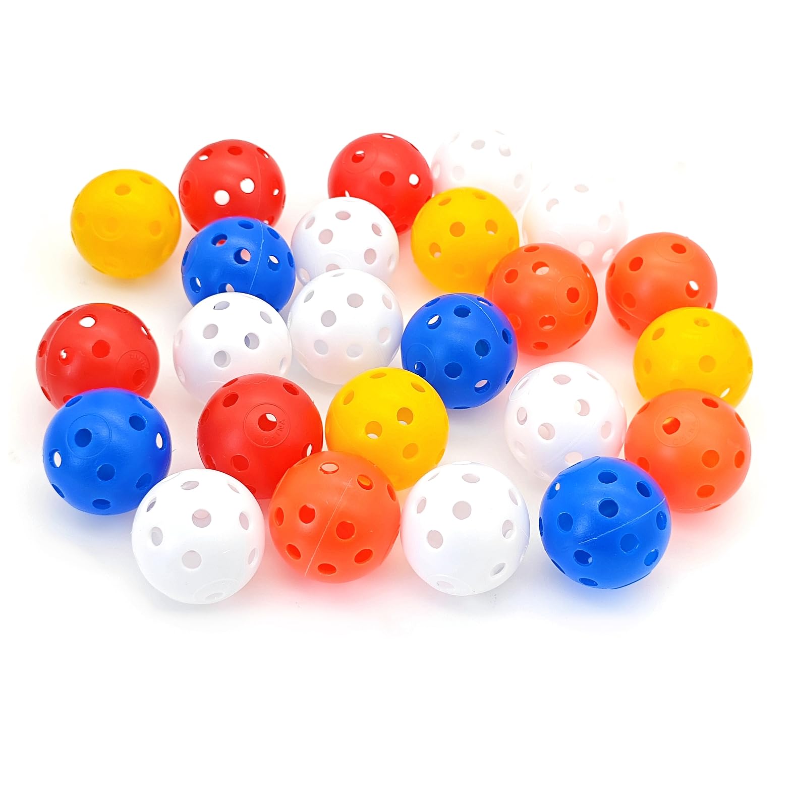 JZK 24 Pieces 42mm 26-Hole Plastic Practice Golf Balls For Indoor/Outdoor/Garden Swing Training, Hard Small Colorful Perforated Sports Balls For Play, Multicolor