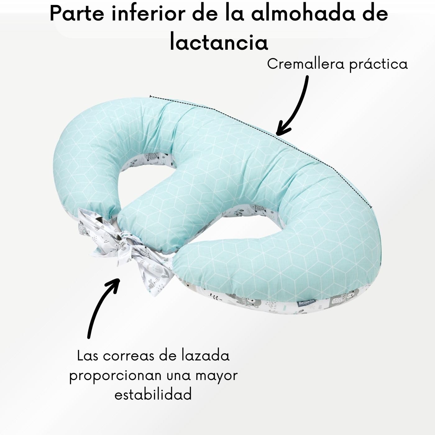 Bellochi Amohada Embarazada para Gemelos - Algodón - Cojin Lactancia con Funda - 40x60 cm - Almohada de Posicionamiento del Bebé - Animaland