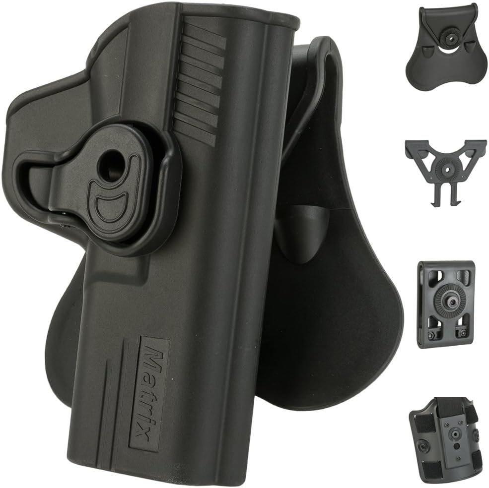 Evike Airsoft - Matrix Hardshell Adjustable Holster for S&W M&P9 Series Airsoft Pistols (Mount: Paddle Attachment) - (PID: 54318)