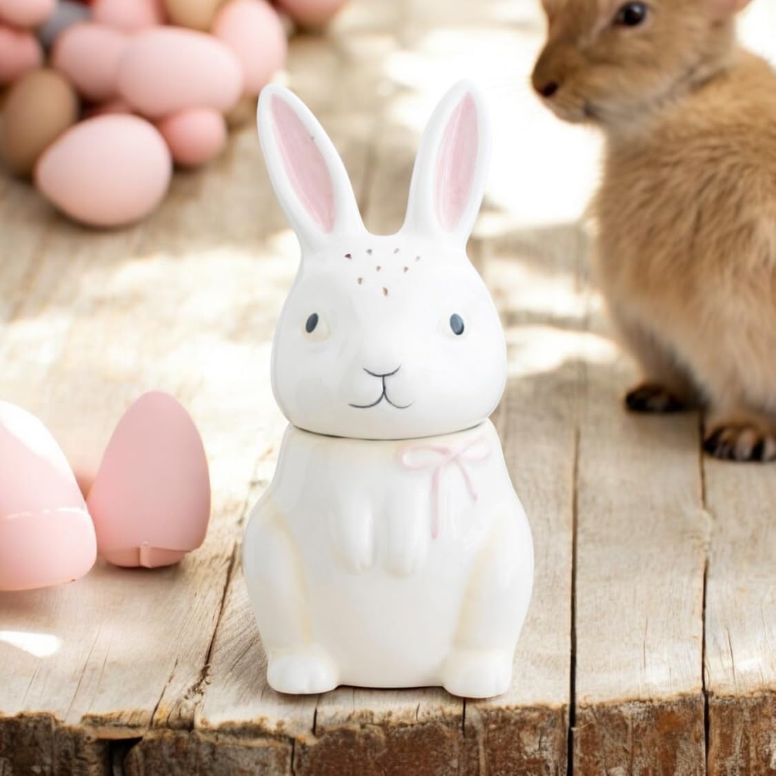 Bunny Rabbit Theme Essential Oil Warmer Beautiful Home Decor Inside Gift Idea Tea Light Included Spring Easter Decoration Figurines Statues NOT Electric