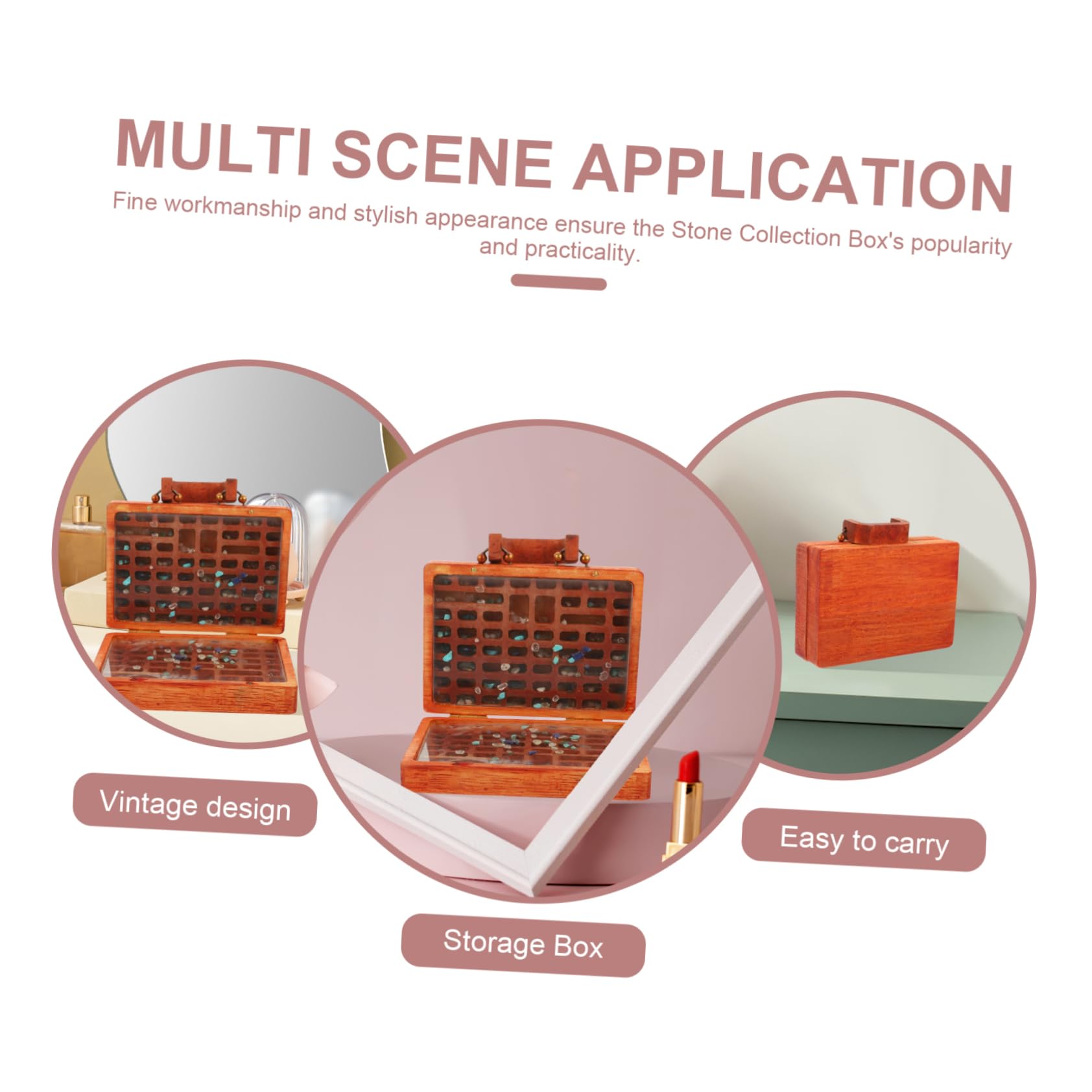 SOIMISS 3pezzi Scatola Organizer Per Pietre e Minerali Legno Con Scomparti Custodia Per Collezione Di Cristalli e Decorazioni Design Elegante e Funzionale Per Appassionati Di Gemme