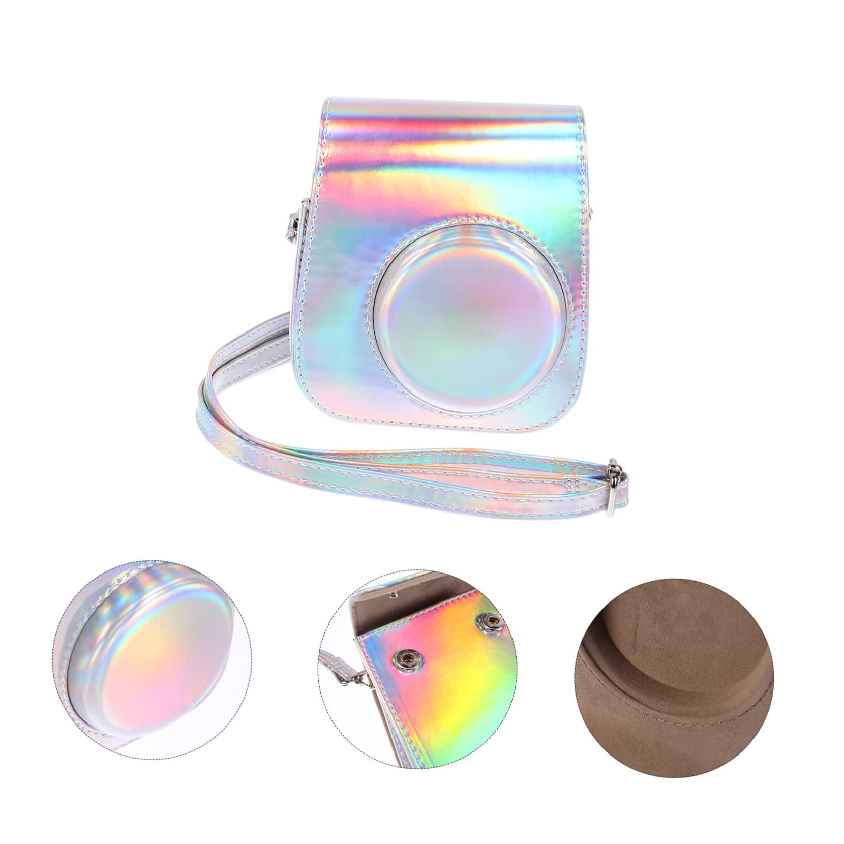 HOMSFOU Borsa Fotografica Fotocamere Digitali Immediato Fotocamera Digitale Custodia Per Fotocamera Istantanea Fotocamera Mini Macchina Fotografica Istantanea Telecamera Silver Pu
