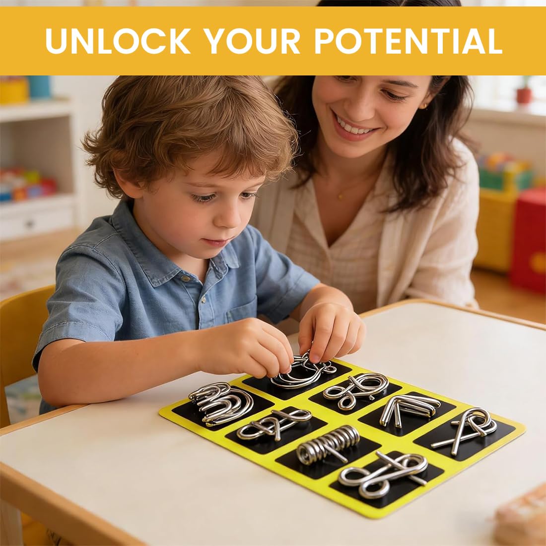 32 Pezzi Puzzle da Anelli In Metallo, Rompicapo Adulti Bambini, IQ Puzzle ad Anello, Giochi di Abilità per Adulti, Pensiero Rapido Giochi per Tutte le Età, Regali di Compleanno