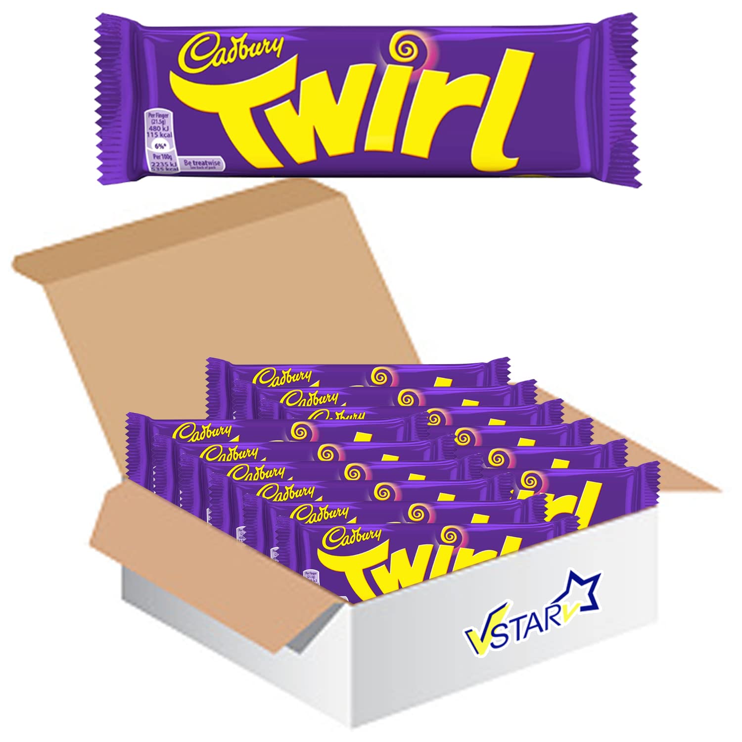 VSTAR All Chocolate Bars Collection (Cadbury Twirl Bars 43g, Half Box), 1.0 count