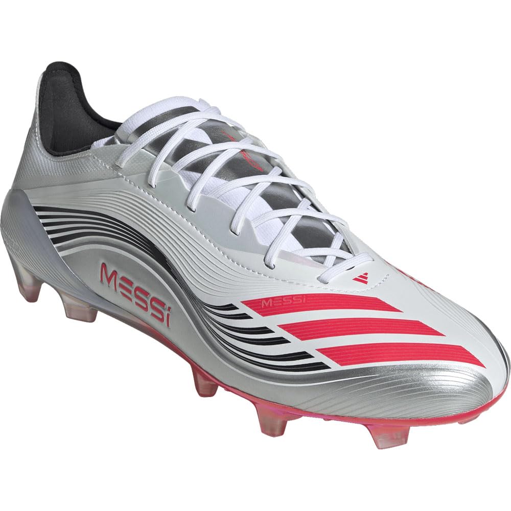 adidas F50 Messi Elite FG Soccer Cleats (White/Lucid Red/Silver Metall)
