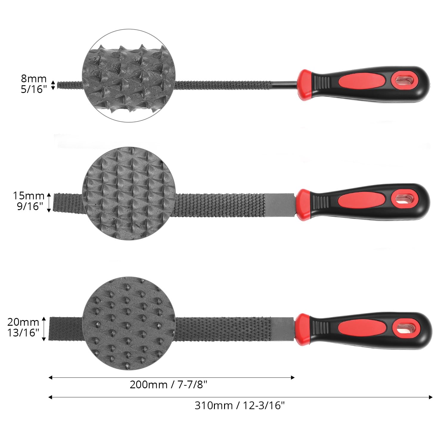 Image secondaire de Set de 3 limes à râper QWORK en acier carbone T12 avec manche antidérapant
