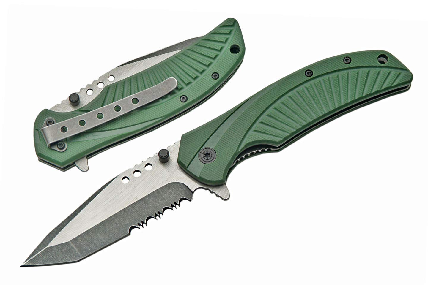 SZCO Supplies Mens Gift 4 5 Green Tactical Camping Hunting Survival Indoor and Outdoor Activity Assisted Open Folding