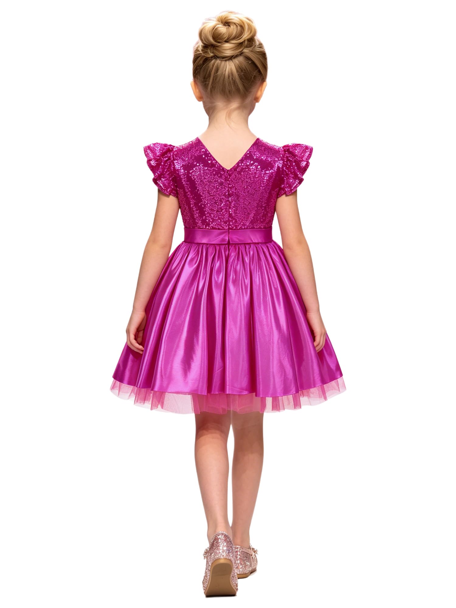 Kinder Satin A Linie Schwungkleid Kleid Festlich Einschulungskleid