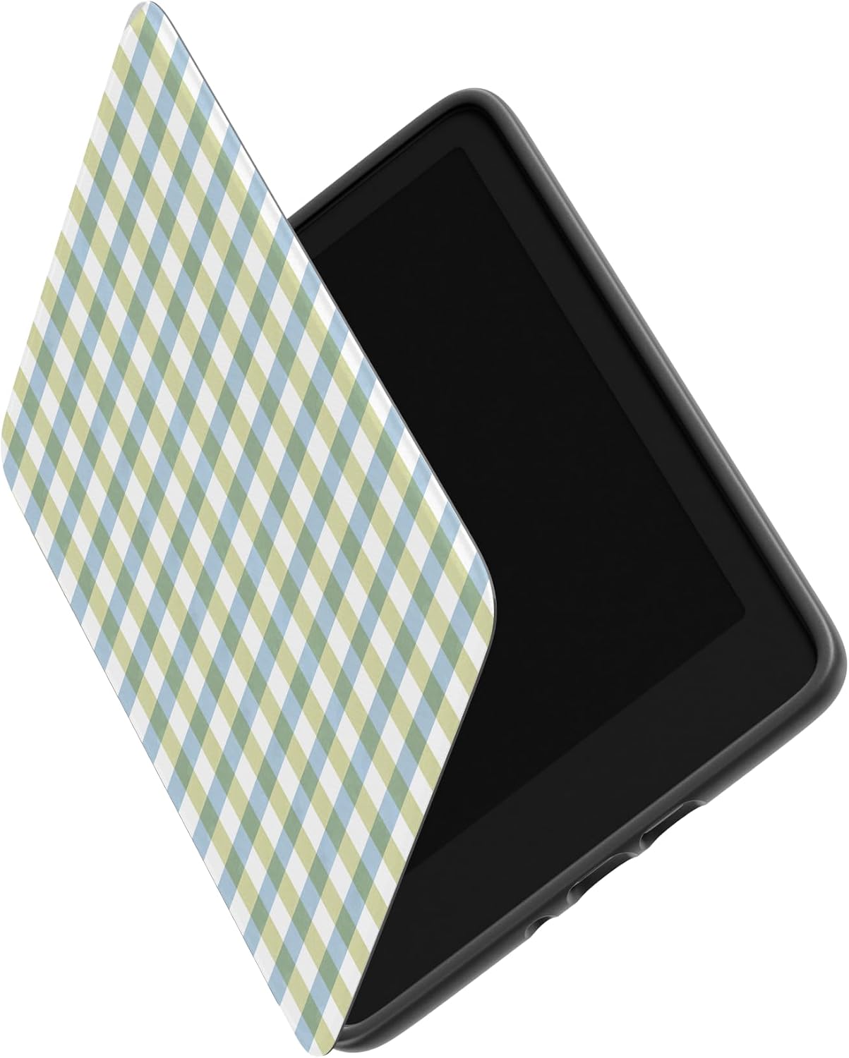 Casely Kindle Case | Pastel Picnic | Blue & Green Gingham | Compatible with 7” Kindle Colorsoft and 7” Kindle Paperwhite (12th Gen 2024 Models)