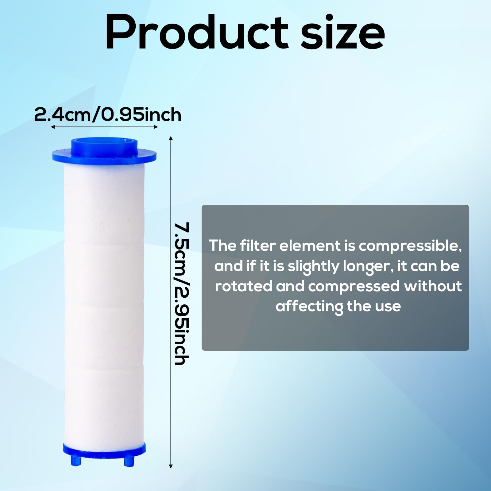 Lyreh 10pcs Showerhead Filters for Drivse 2.95x0.95 Inch PP Cotton Shower Head Filter Replacement Cartridge Filtering Tool Compatible with Drivse - Image 2