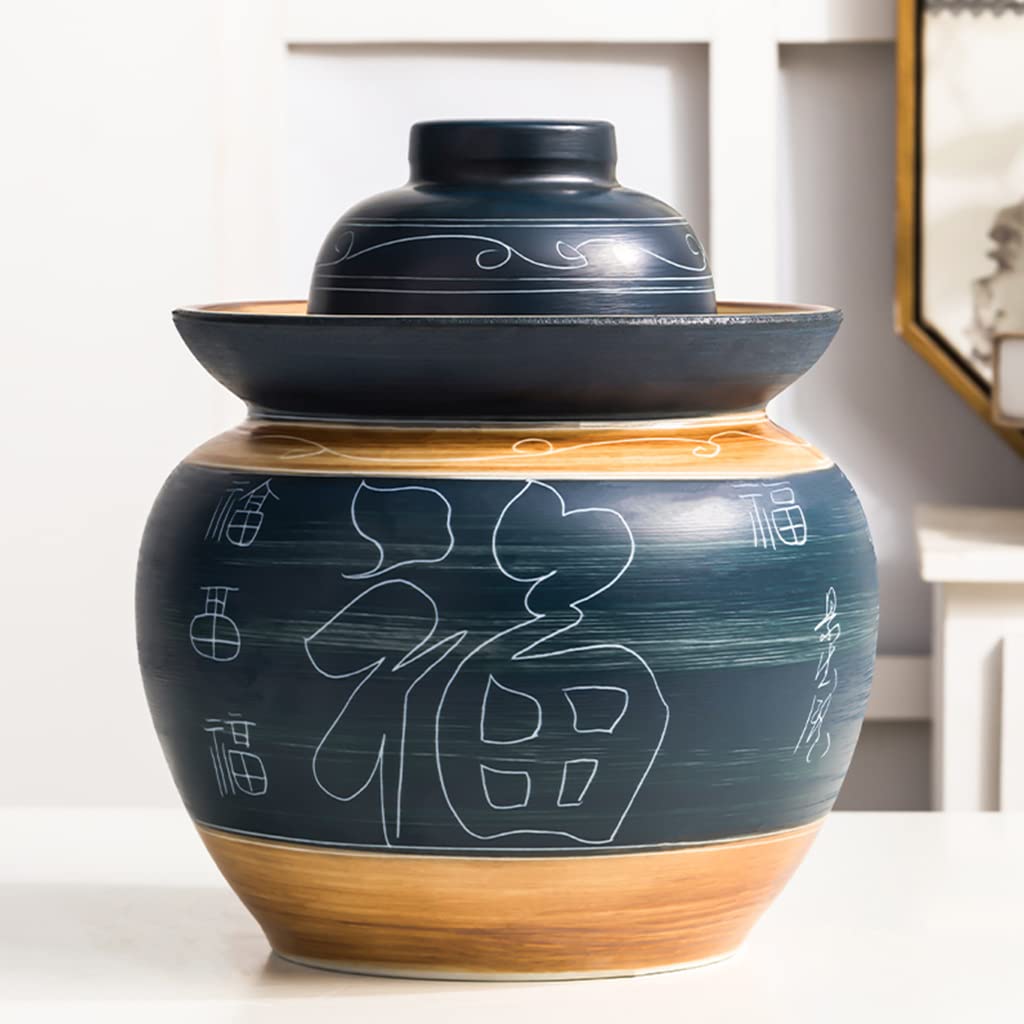 vasetti per fermentazione, Decapaggio in vaso di ceramica tradizionale cinese con coperchio ten(1.5kg)