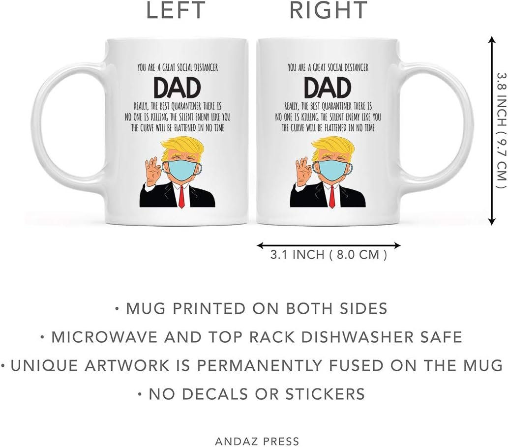 Andaz Press Funny Father's Day 11oz. Ceramic Coffee Mug Gift, You Are A Great Social Distancer Dad Really, The Best There Is No One Is Killing, 1-Pack