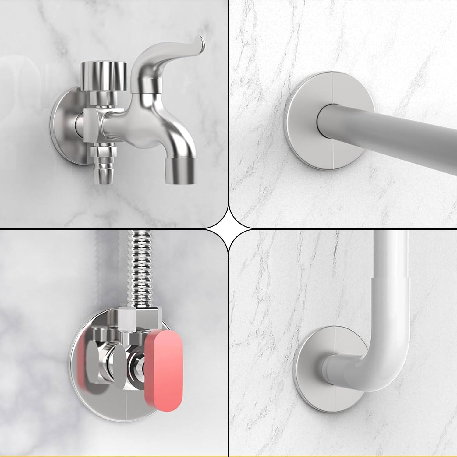 JOYOLA 10 Pcs Rosace Robinet, Rosaces pour Tuyau de Chauffage Rosace Mitigeur Douche 22mm/26mm/34mm/42mm/51mm Inoxydable Cache Tuyau, Rosace Radiateur pour Robinets Tuyaux Robinets