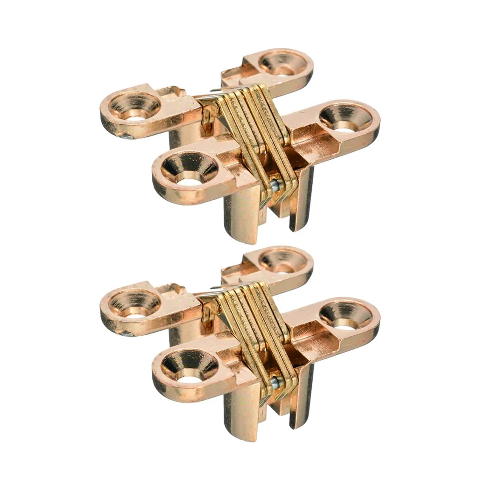 Concealed Hinges Hidden Folding Heavy Duty Oncealed Worktop for Cabinet Cupboard Wooden Box Hardware Tool Cross Hinge Door for Furniture(Gold 2Pcs)