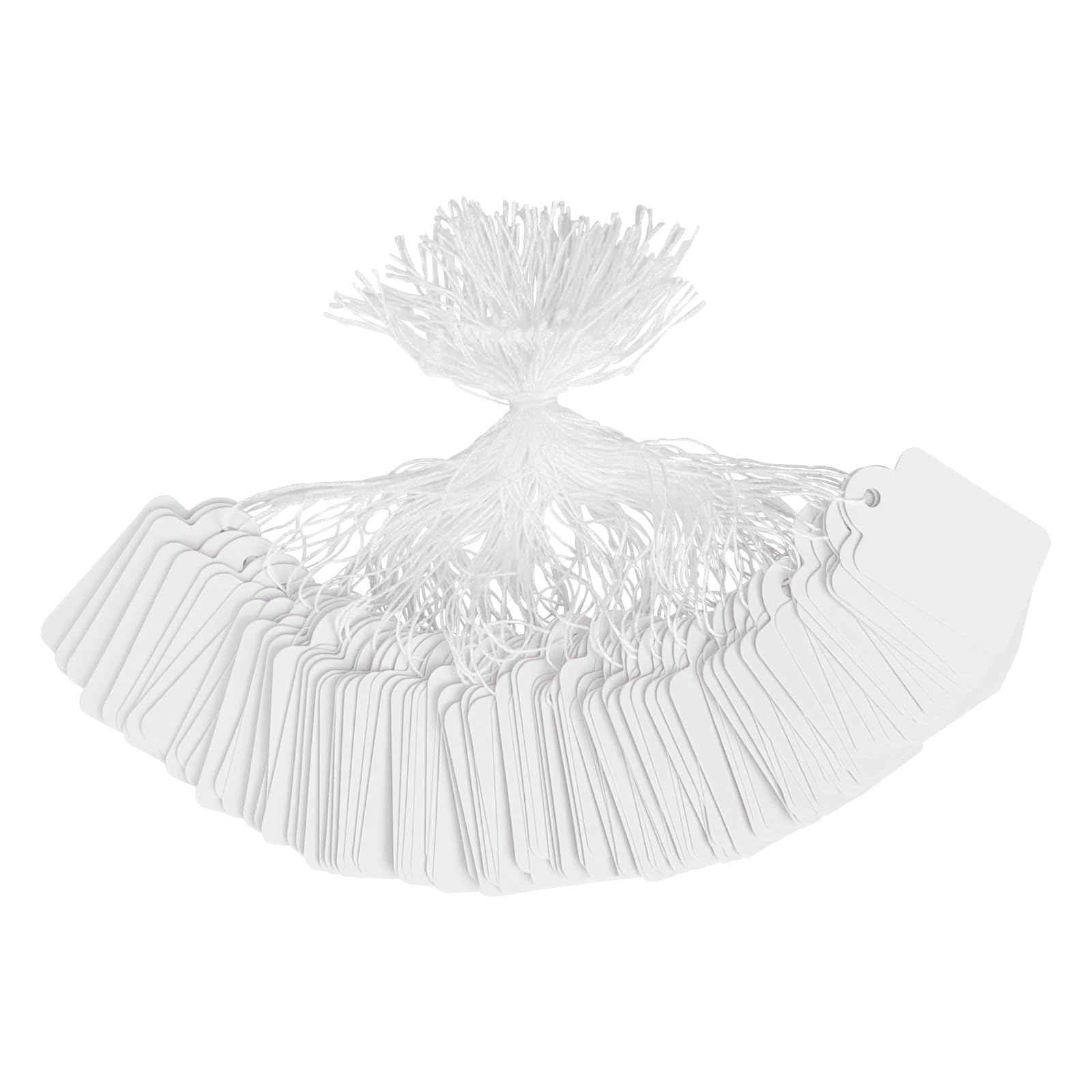 ZUFECY400Pcs White Paper Tags, White Price Gift Tags with String, Lace Blank Tags for Arts Crafts Holiday 200 White Price Display Tags with String for Jewelry, Clothing - 1.38 x 0.87 Inches