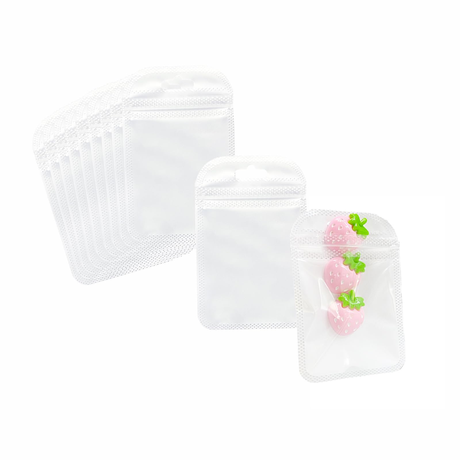 100Pcs Clear Resealable Packaging Bags for Small Business Supplies, Cute Small Transparent Candy Bags Plastic Sample Baggies for Lip Gloss Soap Party