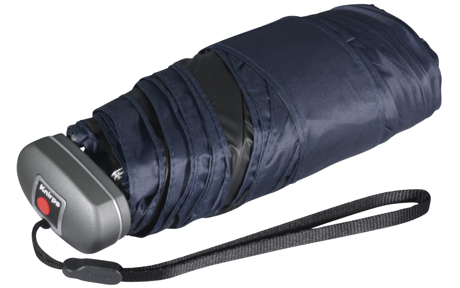 Knirps Paraguas pequeño y ligero, diseño de rayas, azul marino, revestimiento negro, protección UV, 93 cm, Compacto