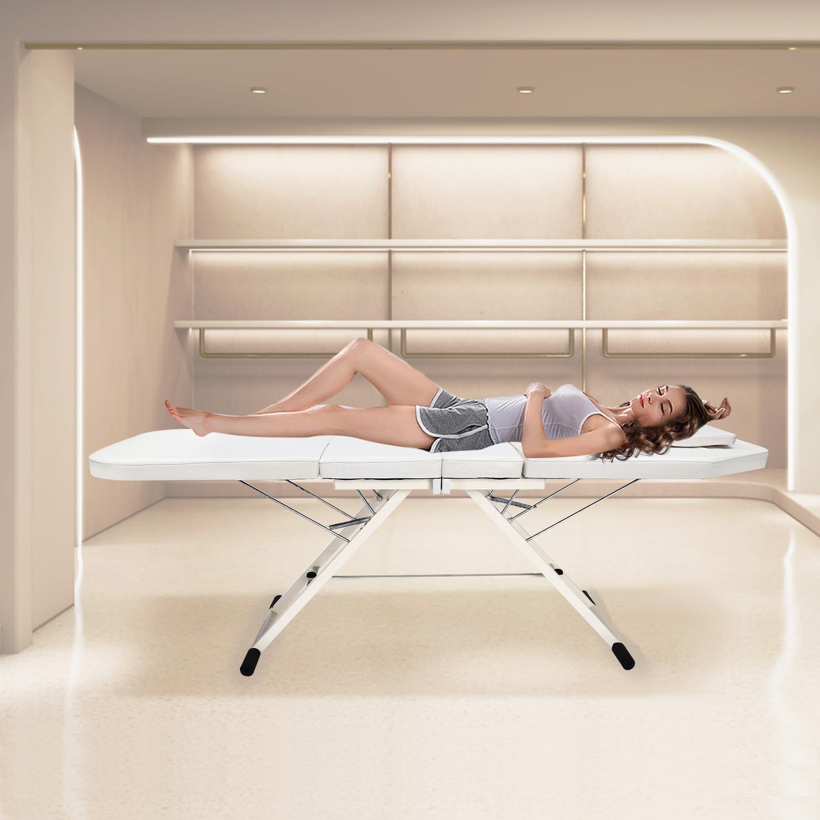 Tragbares Tattoo-Massagebett SchöNheitsmassagestuhl Geeignet FüR Professionelle Masseure Massagetherapeuten Heimanwender Massagezentren Reflexzonen-Salons Gesundheitszentren Moderner Stil Weiß