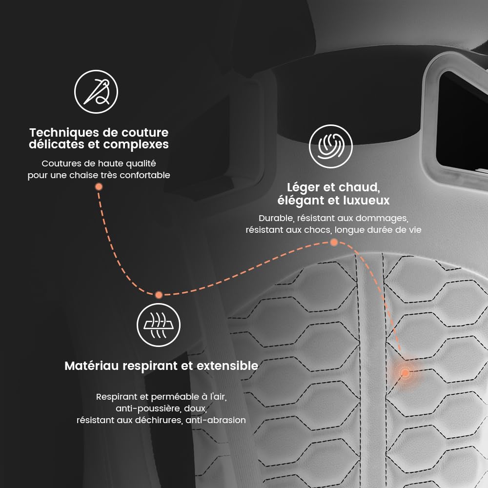 SUKIDA Chaise de Gaming Ergonomique en Cuir synthétique avec Appui-tête et Soutien Lombaire - Jusqu'à 150 kg | Cuir PU respirant, Appuie-Tête et Soutien Lombaire inclus, Dossier Inclinable 90°-135°, Idéal pour Gaming et Home Office