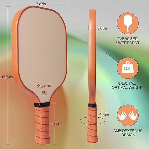 Miniatura 4 de Pickleball Paddles USAP Approved  16MM Max Sweet Spot  3-Layer Fiberglass & Edge Guard  PP Honeycomb Shock Absorption  High Forgiveness