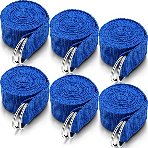 6 Pcs Yoga Strap For Stretching 8 Ft Yoga Exercise Adjustable Straps Yoga Bands With Safe Adjustable D Ring Buckle For Pilates Gym Workouts Yoga Fitness Improves Sitting Posture (Royal Blue) #TOP17
